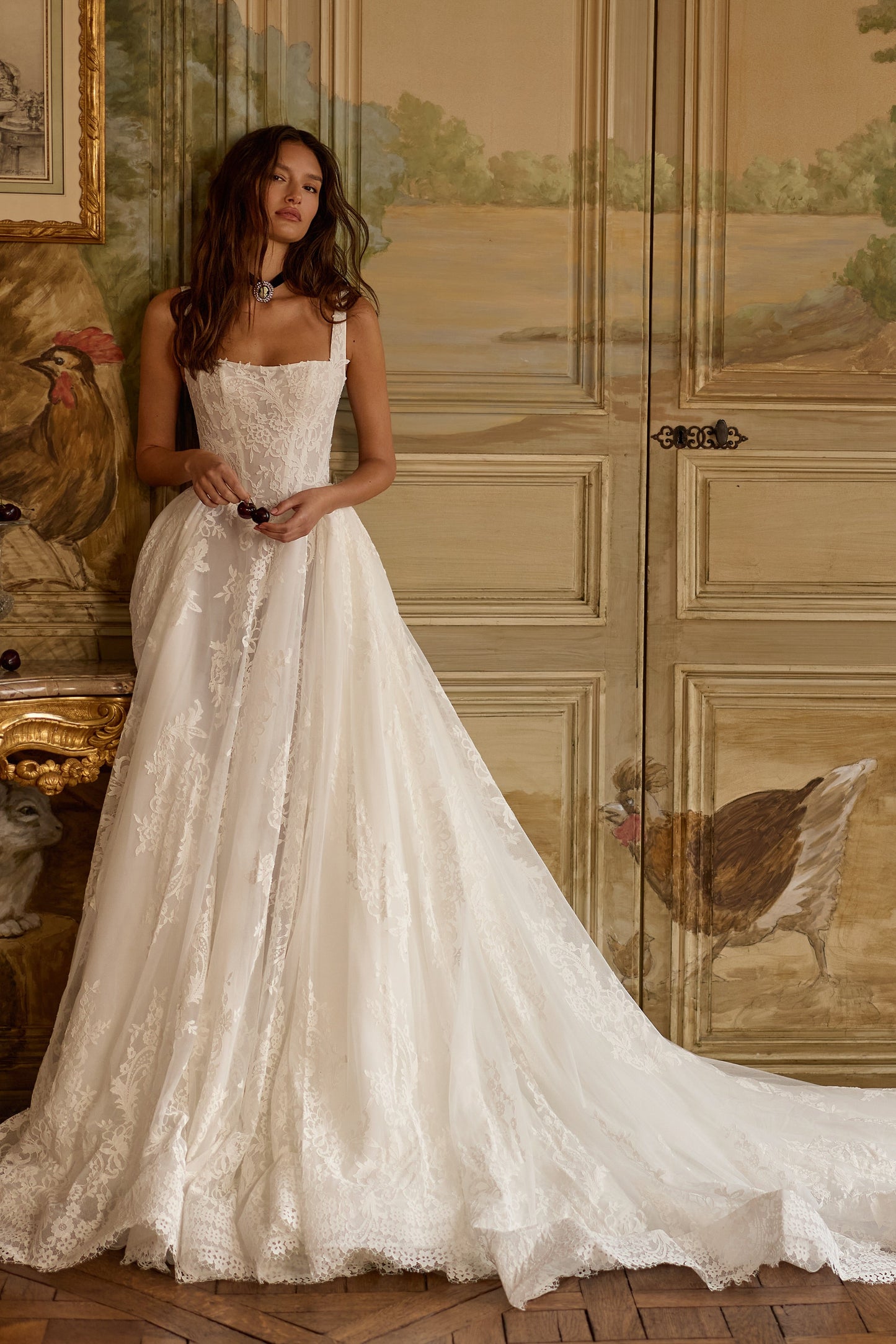 Lace Corset Ball Gown Wedding Dress with Pockets