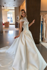 Lace High-Neck Ball Gown Wedding Dress