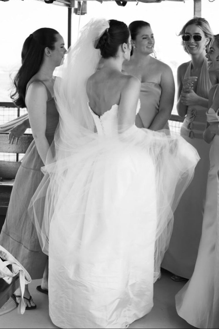 Strapless Floral Bustier Ball Gown Wedding Dress