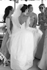 Strapless Floral Bustier Ball Gown Wedding Dress