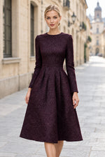 Long Sleeve Shimmer Midi A-Line Dress