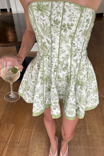 Floral Strapless Corset Mini Dress with Back Bow