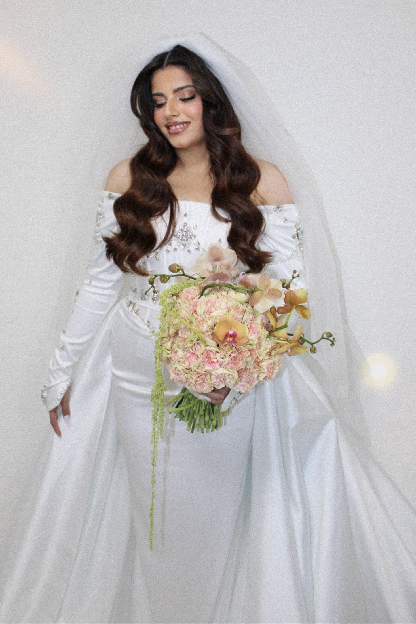 Off-Shoulder Beaded Mermaid Wedding Gown