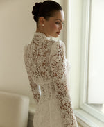 High Neck Lace Mermaid Wedding Dress with Corset Bodice