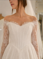 Off-the-Shoulder Lace Long Sleeve Ball Gown