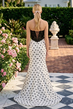 Strapless Lace Corset Mermaid Gown with Polka Dots