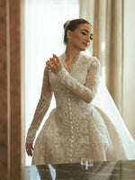 Long Sleeve Lace Ball Gown Wedding Dress