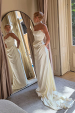 Strapless Satin Wedding Dress with Lace-Up Back