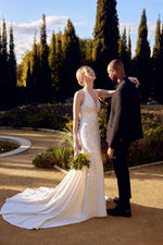 Floral Halter Fit-and-Flare Wedding Dress