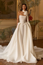 Strapless Corset Ball Gown Wedding Dress with Scarf