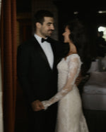 Long Sleeve Illusion Lace Wedding Dress with Train