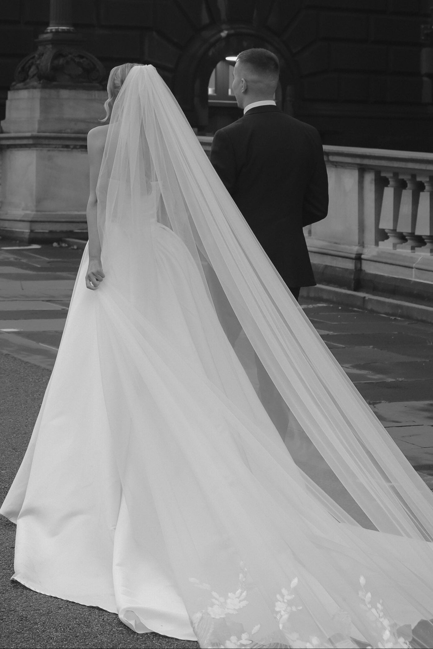 Strapless Ruched Wedding Dress with Overskirt