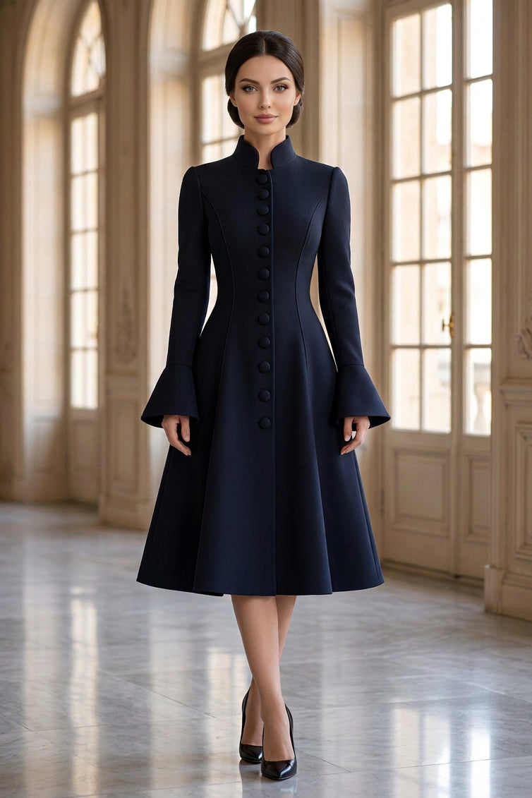 A-Line Coat Dress with Flared Sleeves