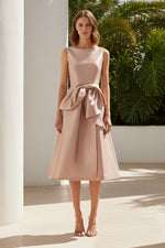Sleeveless A-Line Midi Dress with Bow