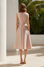 Sleeveless A-Line Midi Dress with Bow