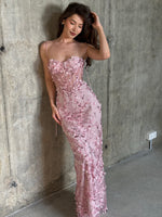 Sweetheart Corset Evening Gown with 3D Flowers