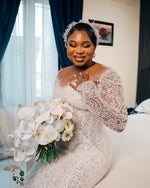 Long Sleeve Illusion Mermaid Sequin Wedding Gown