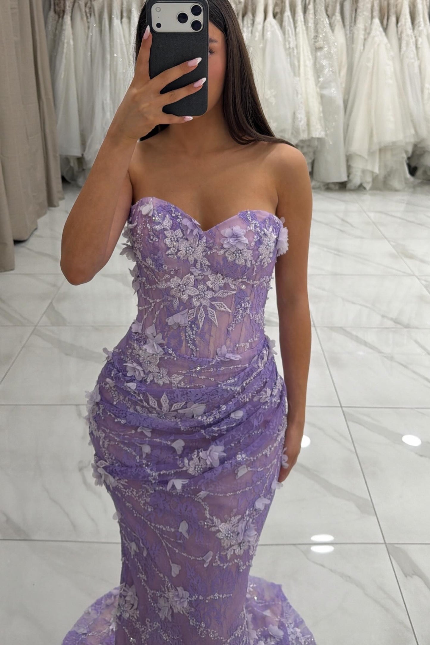 Floral Lace Mermaid Gown with Sleeve Topper
