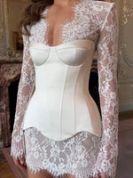 Long Sleeve Lace Corset Mini Dress