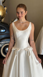 Satin Ball Gown Wedding Dress with Waist Bows