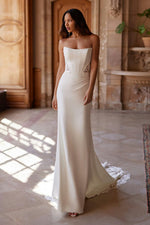 Strapless Sheath Wedding Dress with Lace Cutouts