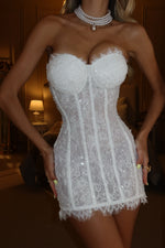 Strapless Lace Corset Mini Dress with Sequins
