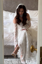Off-Shoulder Lace Mermaid Bridal Gown with Train