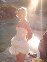 Strapless Lace Corset Bubble Mini Dress