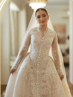 Long Sleeve Lace Ball Gown Wedding Dress