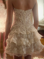 Tiered Lace Corset Mini Dress with Appliques