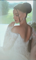 Off-Shoulder Lace Long Sleeve Wedding Gown