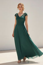 Lace and Chiffon High-Low Evening Gown