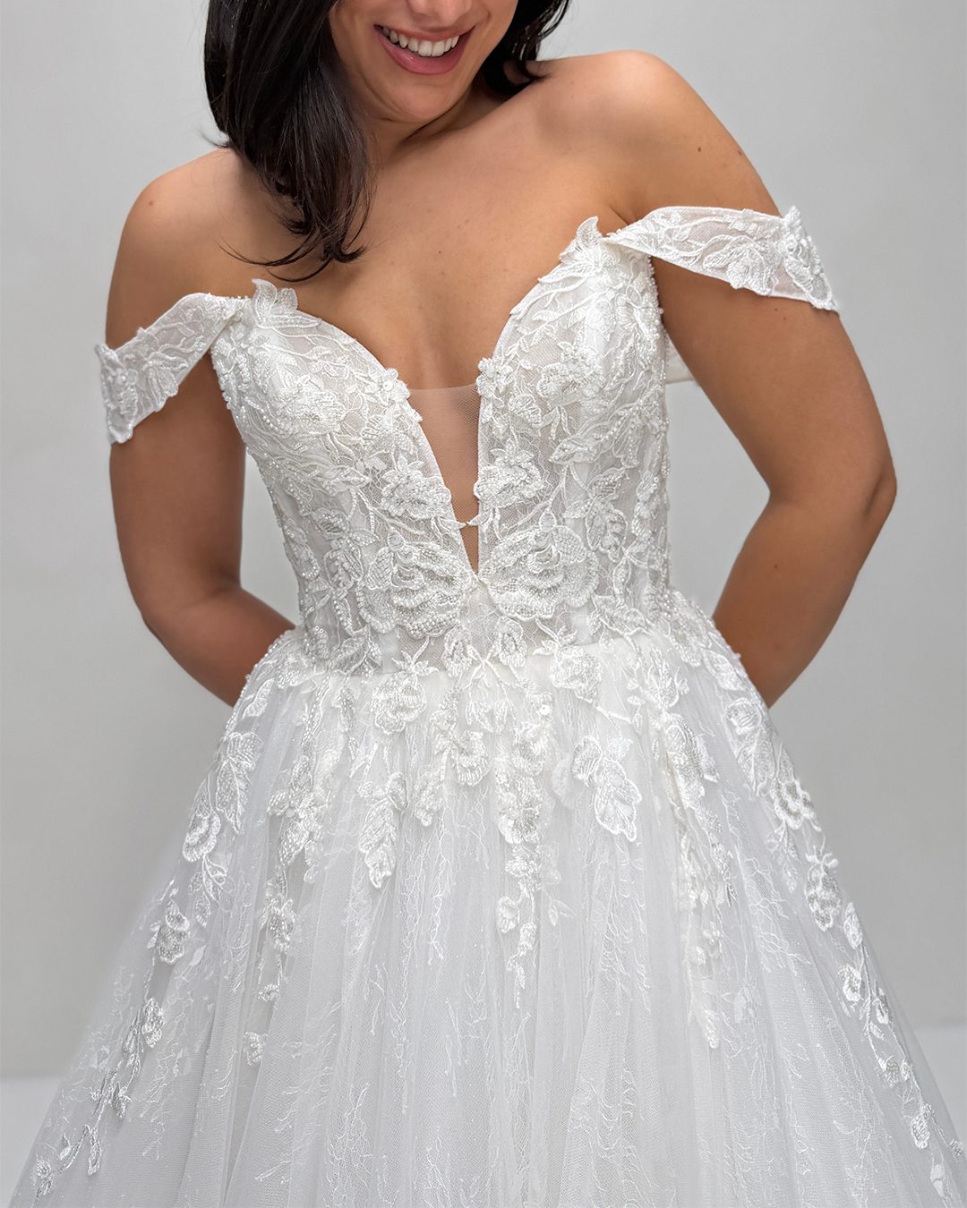 Off-the-Shoulder Lace A-Line Wedding Dress