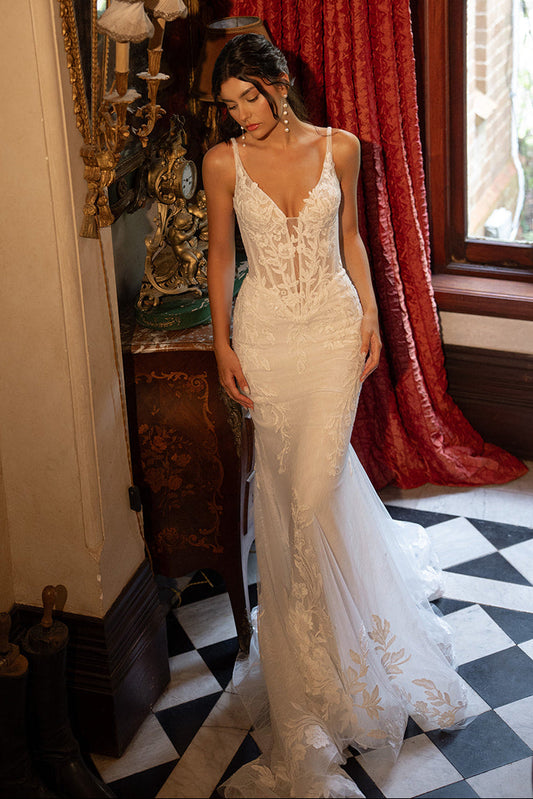 Lace Mermaid Wedding Dress with Corset Bodice