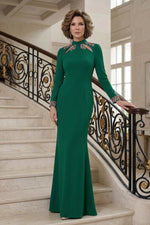 High Neck Cut-Out Gown with Embellished Trim