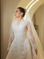 Long Sleeve Lace Ball Gown Wedding Dress
