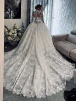 High Neck Lace Ball Gown Wedding Dress