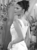 Cowl Neck Satin Mermaid Wedding Dress with Corset Back