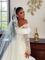 Off-the-Shoulder Mermaid Wedding Dress with Overskirt