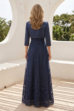 Embroidered A-Line Gown with Bolero Jacket