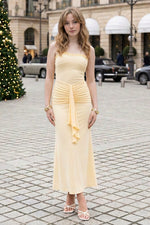 Strapless Ruched Maxi Dress with Cascading Sash