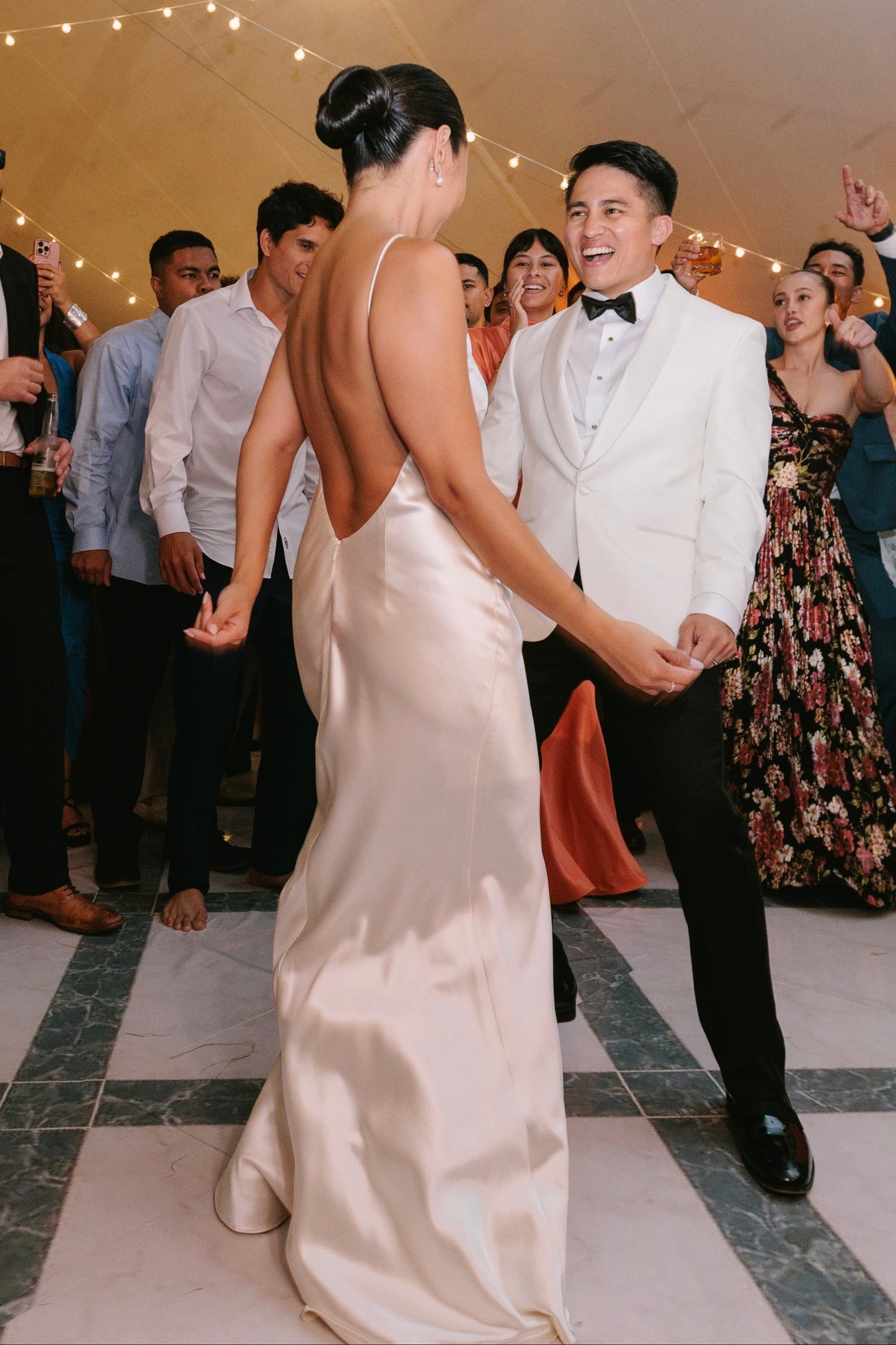 Low Back Satin Wedding Dress with Sheer Cape