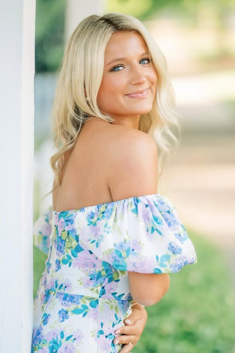 Off-the-Shoulder Floral Bubble Skirt Mini Dress