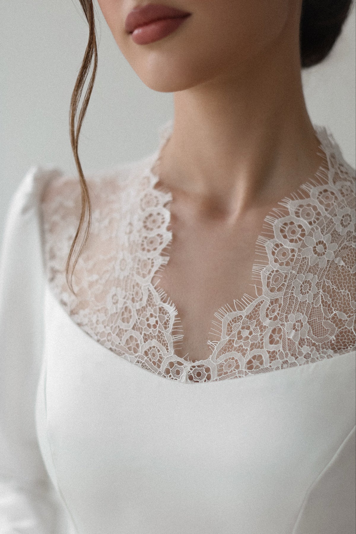 Lace Illusion Mermaid Wedding Dress with Sleeves
