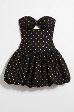 Strapless Polka Dot Bubble Skirt Mini Dress