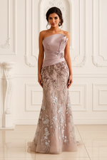 Strapless Lace Mermaid Evening Gown