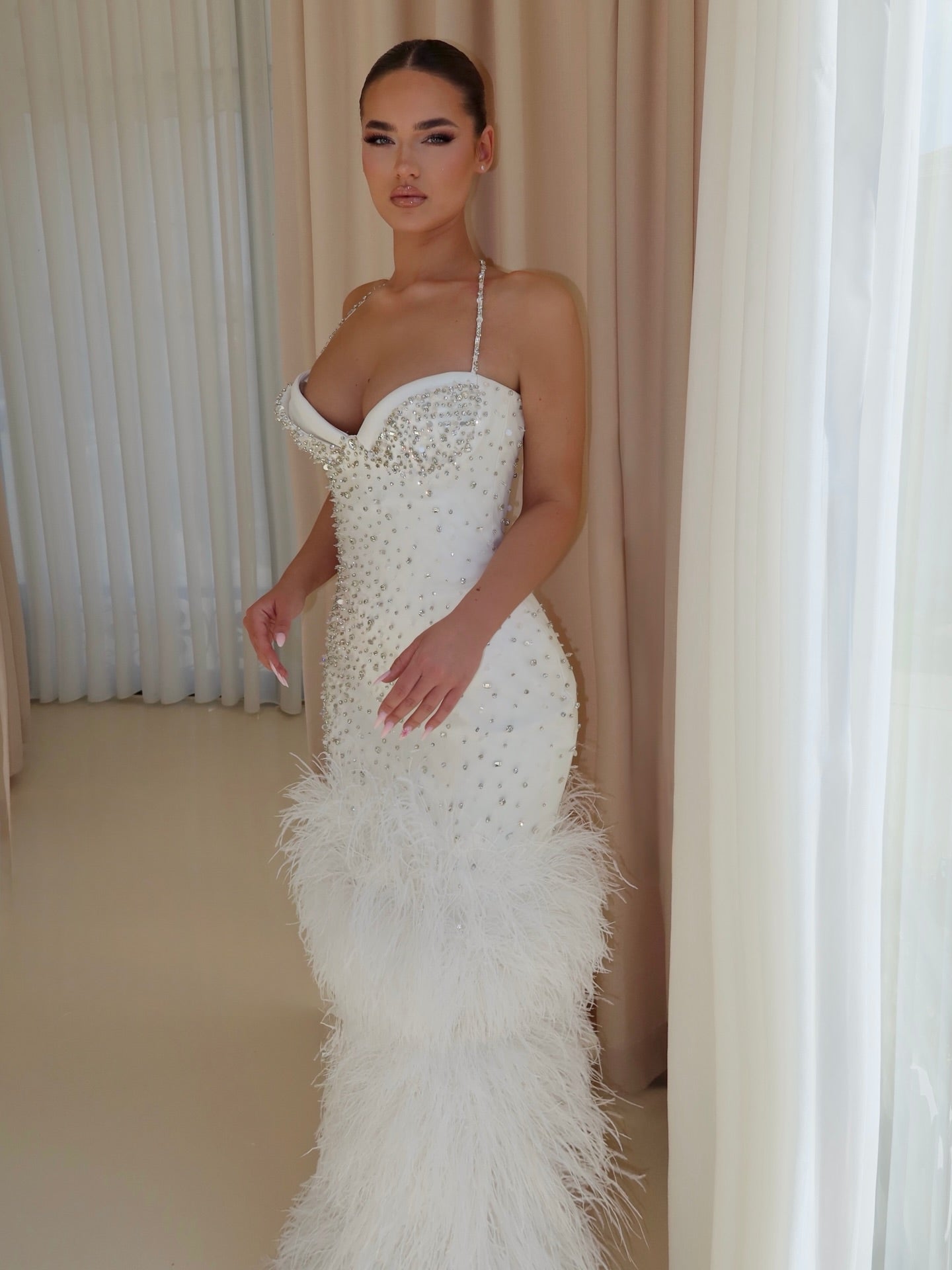 Beaded Halter Mermaid Wedding Dress
