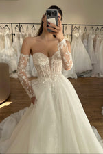 Sweetheart Corset A-Line Wedding Dress with Sleeves