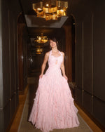 Ruffled Halter Neck A-Line Evening Gown