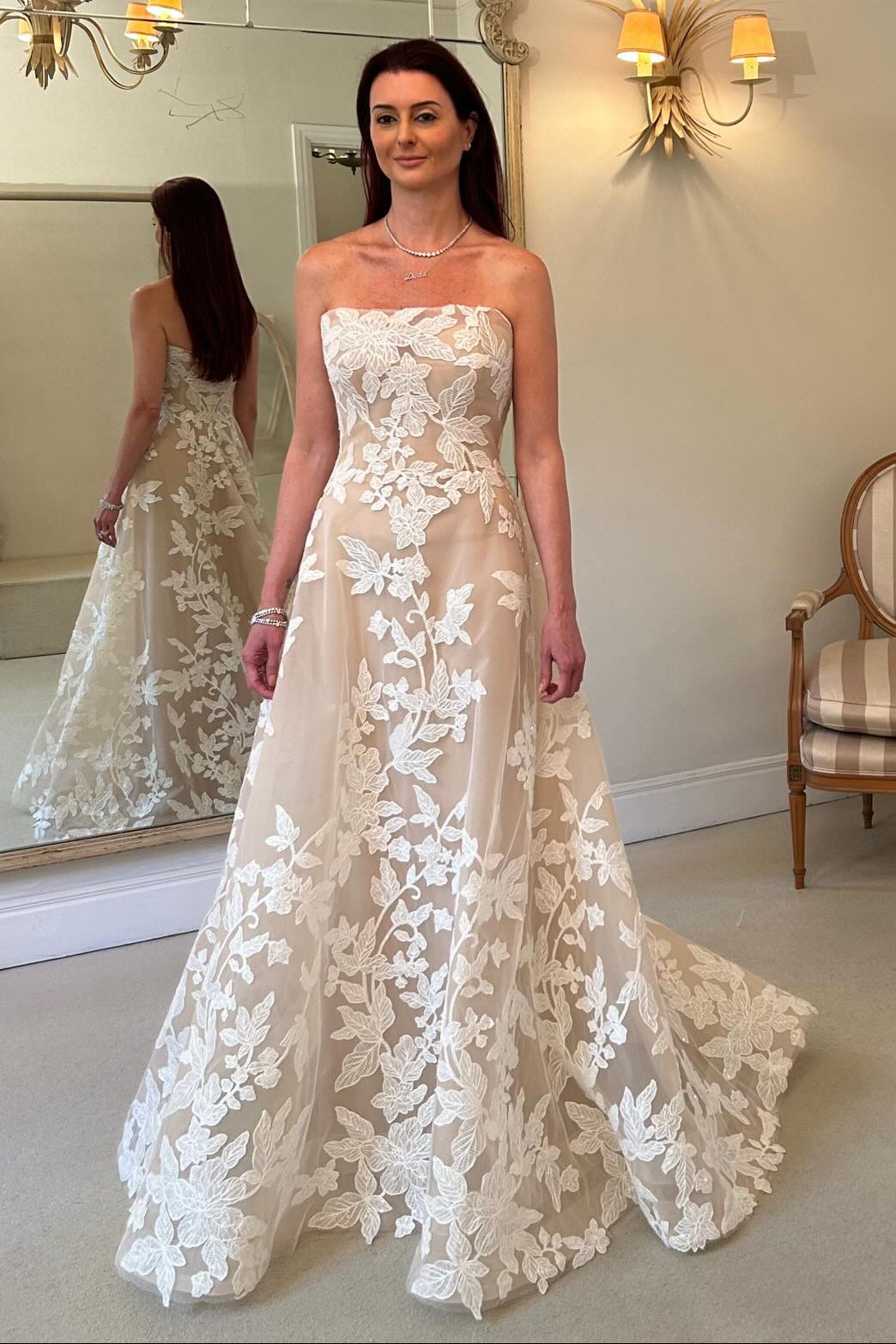 Lace Applique Bridal Gown with Cape
